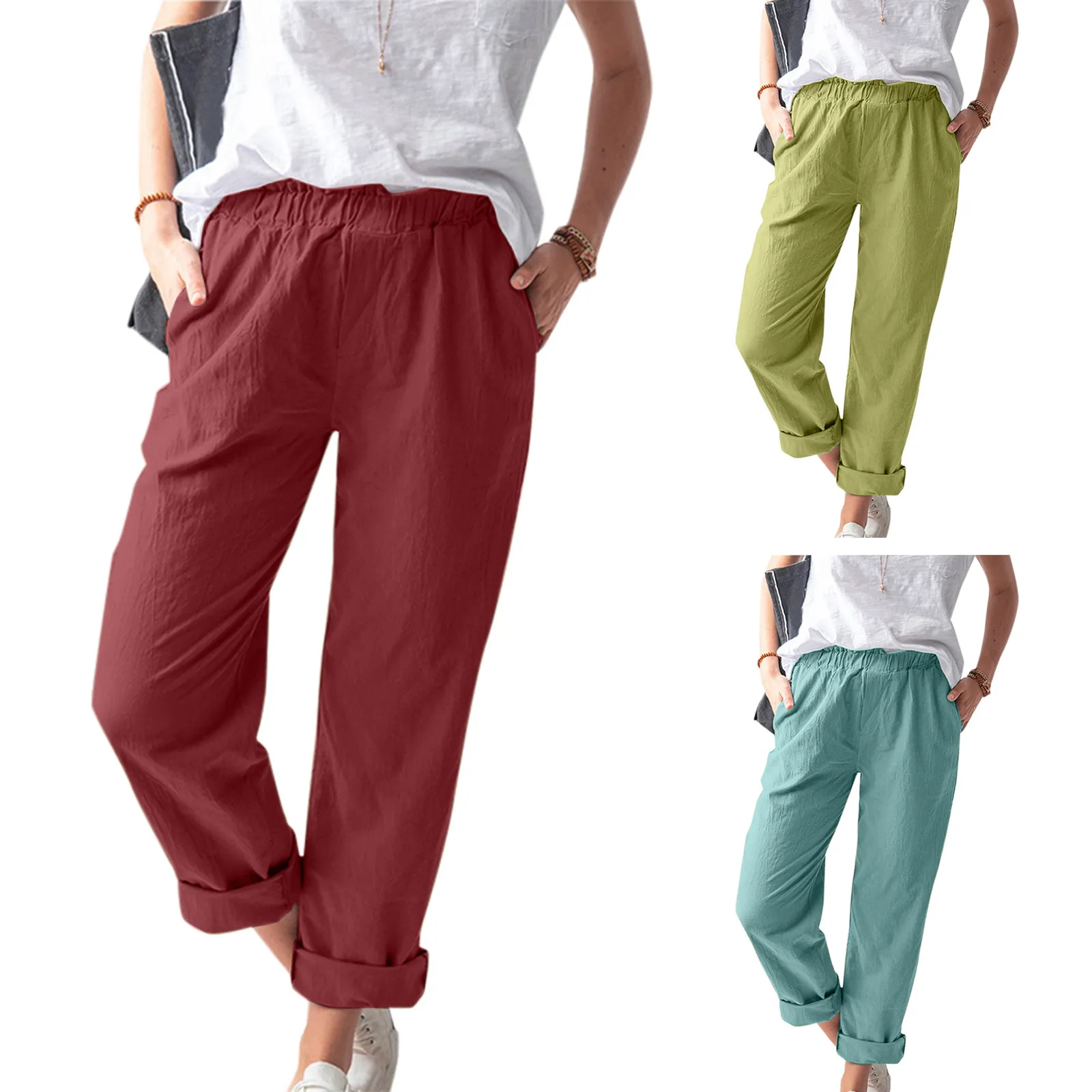 Womens Clothing Trousers Pianurastudio Cotton Pants in Red Slacks and Chinos Capri and cropped trousers 