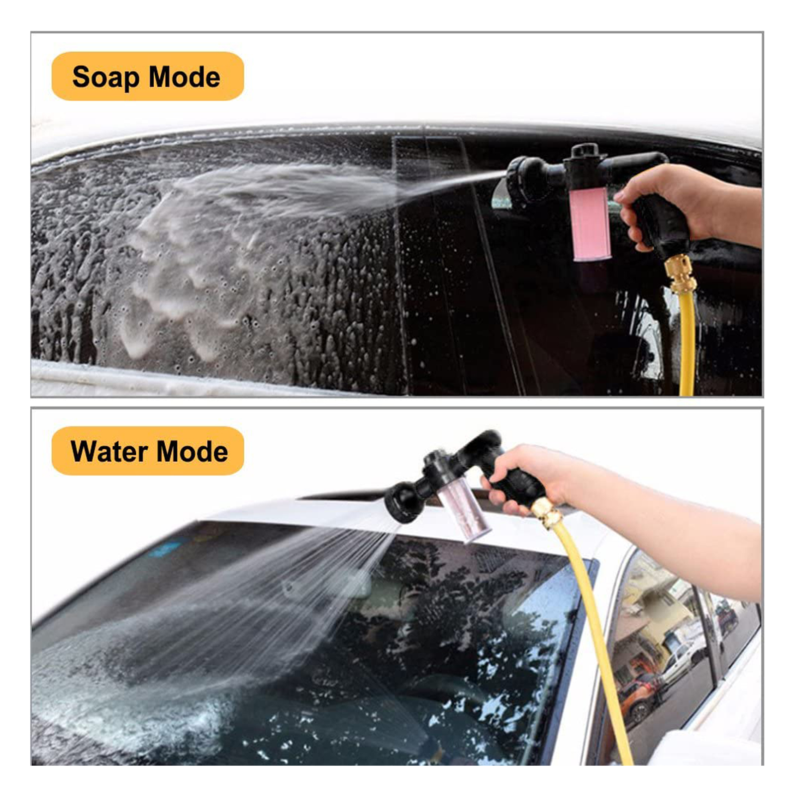 Garden Hose Nozzle Adjustable Foam Sprayer, Build-in Soap Dispenser, with High Quality Car Wash Gloves