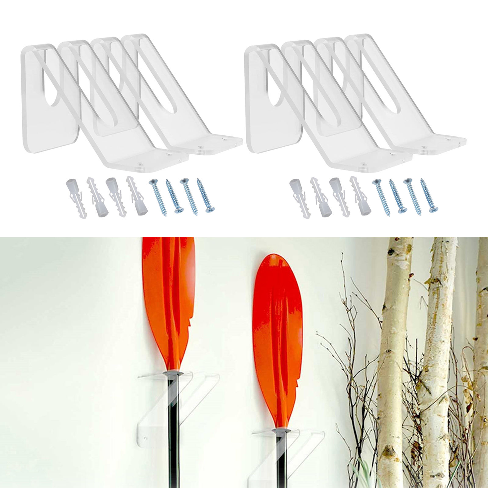 Kayak Paddles Oar Hangers Accessories Wall Racks 2Pcs Plastic Stand Up Wall