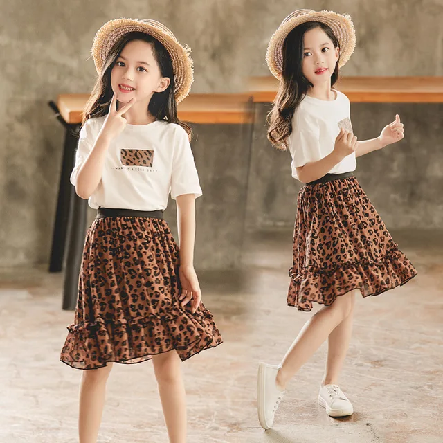 Kids Girls Outfits Clothing Sets for Kids Flower T-shirt Solid Color  Top+Korean Skirt Suits Summer Girls Clothes 6 8 10 12 Year - AliExpress