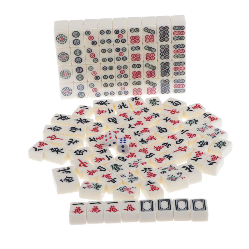 Mini Mahjong Traditional Chinese Version Game Set with Portable Wodoen Box Mah-Jongg Travel Family Leisure Time