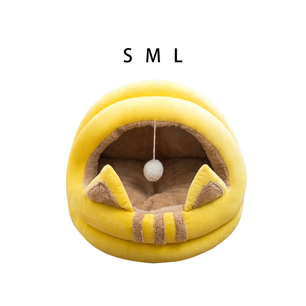 Cute Pet Cave Bed Soft Cat Igloo Bed Kitty Puppy Hideout Sleeping Bag Kitten Dog Cuddle Nest Bed Warm Cat House Pet Cushion Bed