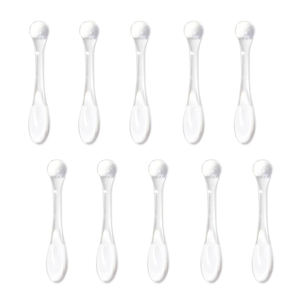 10Pcs Mini Cosmetic Spatula Mixing Sampling Facial Cream  Spoon Clear