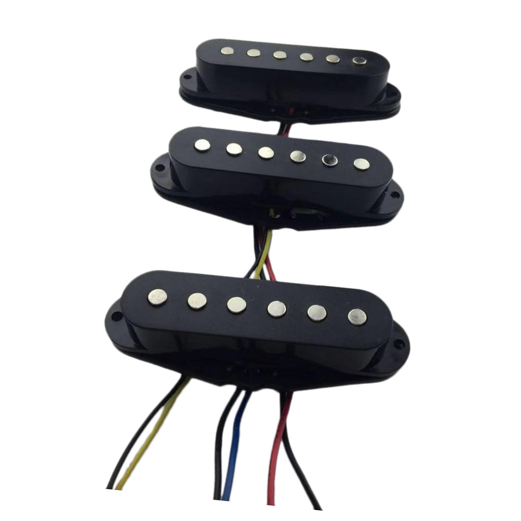 1 Set Single Coil Pickup Neck/Middle/Bridge Pickups Black for Stratocaster Electric Guitar Parts