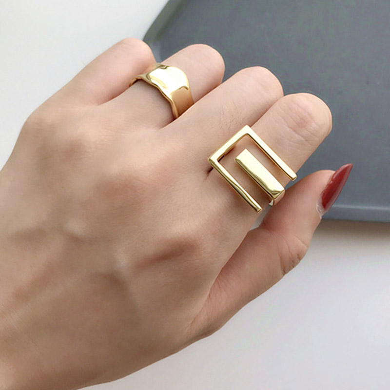 Minimalist 925 Sterling Silver Width Rings For Women Trendy Creative France Gold Plated Elegant Bride Jewelry Gifts