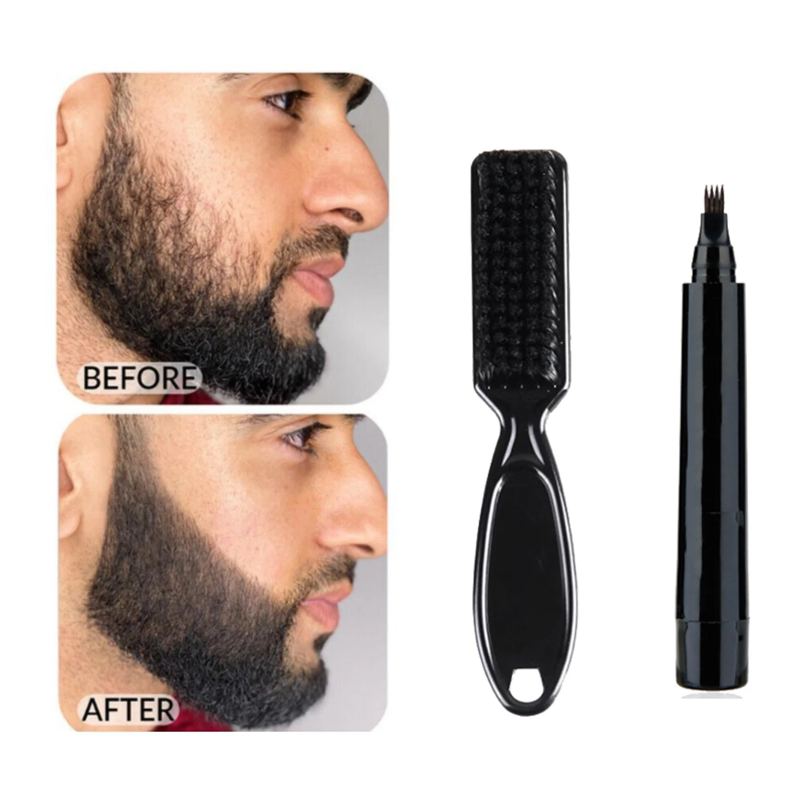 Barber Beard Pen Filler Beard Brush Kit For Men Sweat Proof Contoured Beard