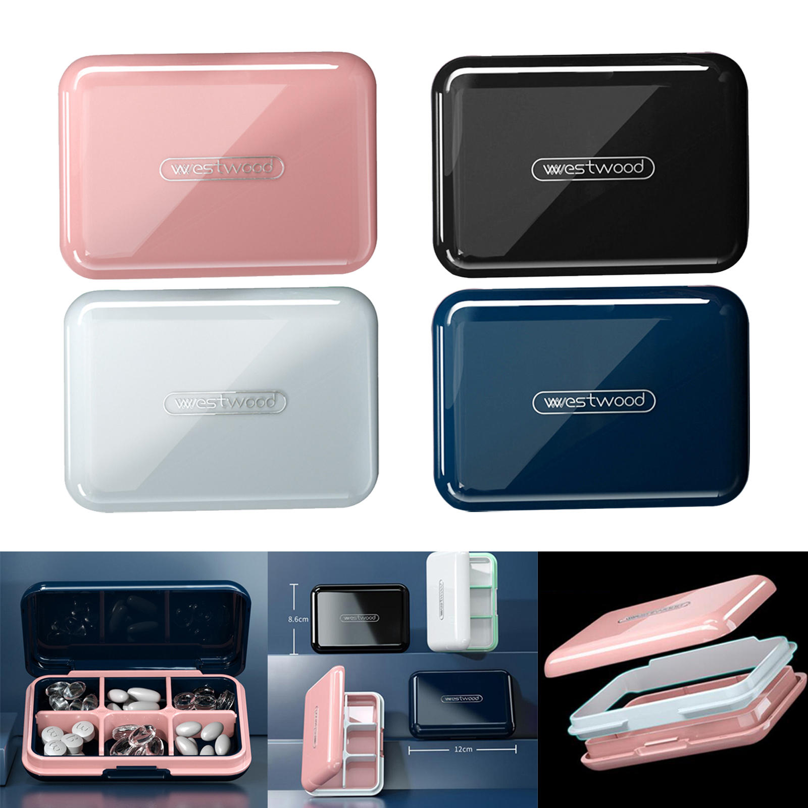 6 Grids Portable Pill Organizer Plastic Moisture Proof Dispenser Medicine Case for Medication Fish Oil Pills