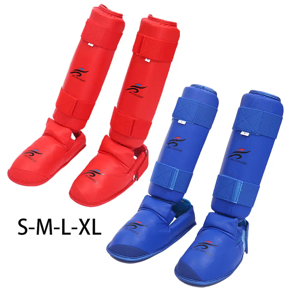 Shin Guards Leg Instep Protection Taekwondo Kung Fu Muay Thai Foot Ankle Protective Gear Karate for Sparring Training Equipment