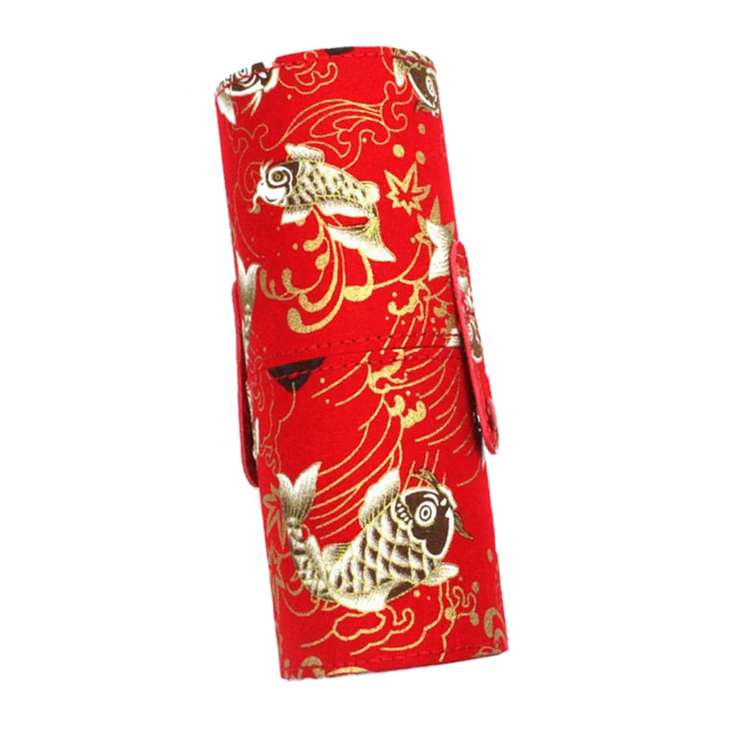 Travel Koi Printed Cloth Makeup Nail Art Brushes Cosmetics Holder Case Container