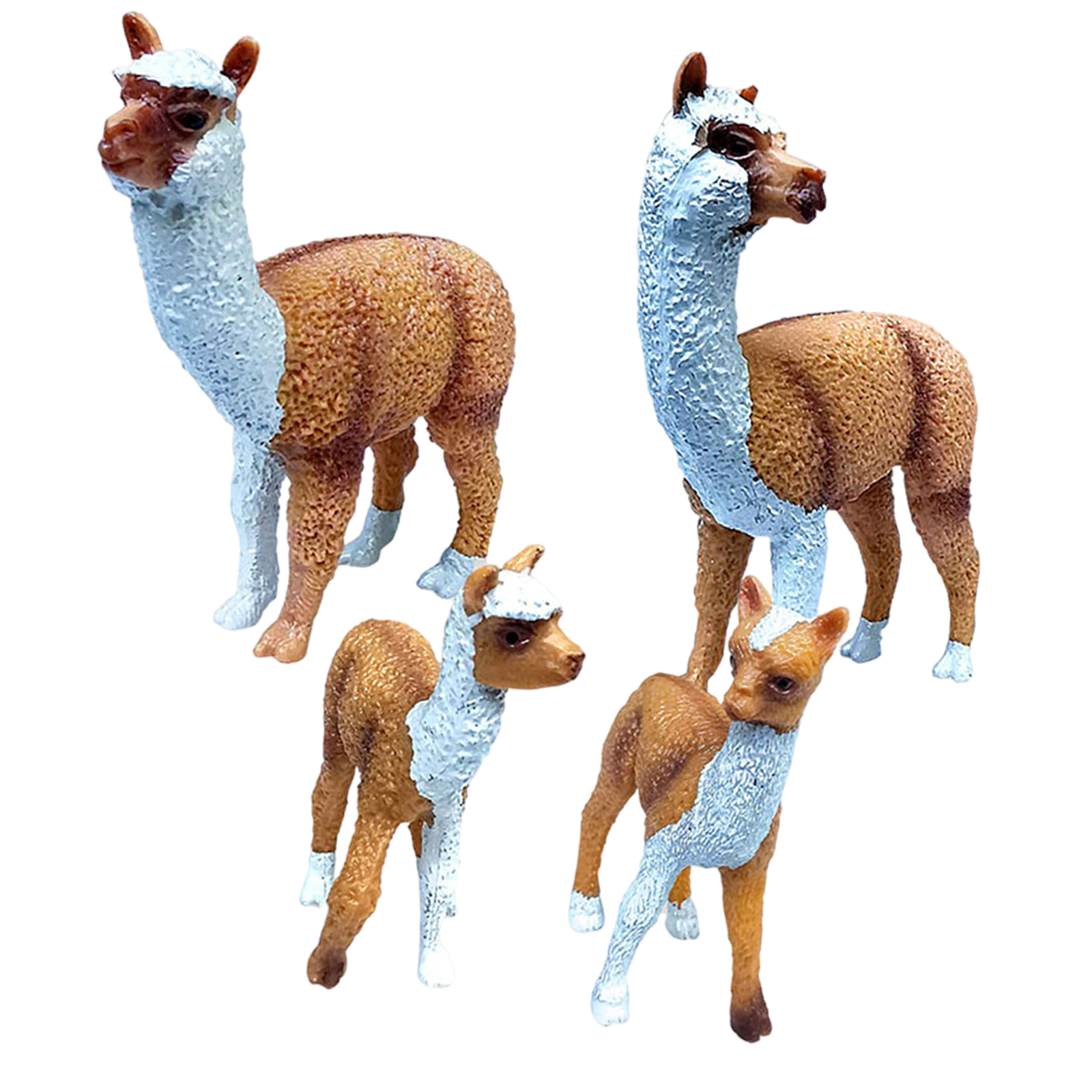 4/Set Lifelike Alpaca Figure Farm Zoo Animal Statues Home Tabletop Decors