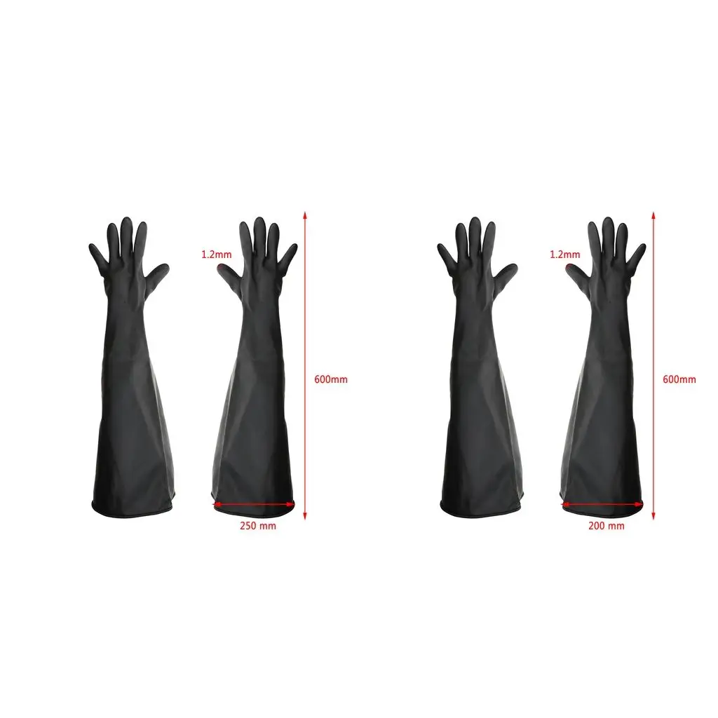 1pair 60cm Industrial Lab Vacuum Box  Resistant Latex Work Gloves Black