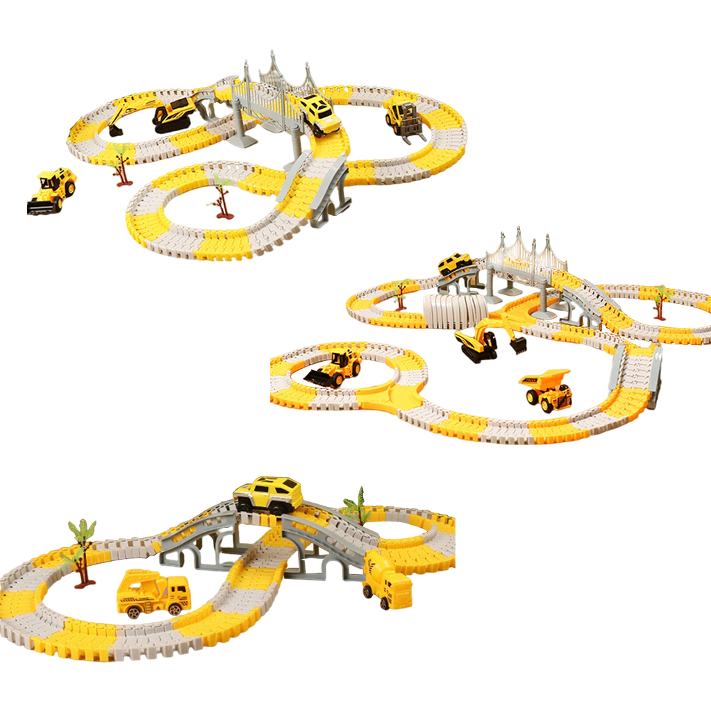 Assembly Bendable Race Track Toys Pull Back Construction Cars Playset
