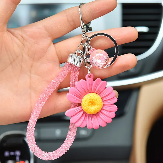 Cute Mobile Phone Chain Daisy Flower Beaded Puppy Keychain Male Female  Exquisite Tulip Flower Dog Key Chain Couple Bag Pendant - AliExpress