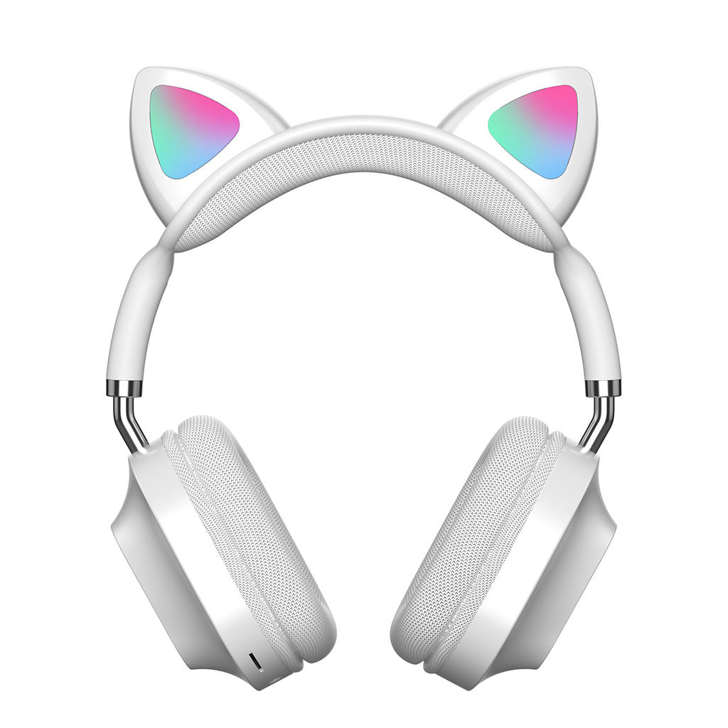 Cat Ear Bluetooth 5.0 Headphones with Mic Soft Earpads Noise Canceling Gaming Headset for Smartphones PC Tablet Girls Boys Girls