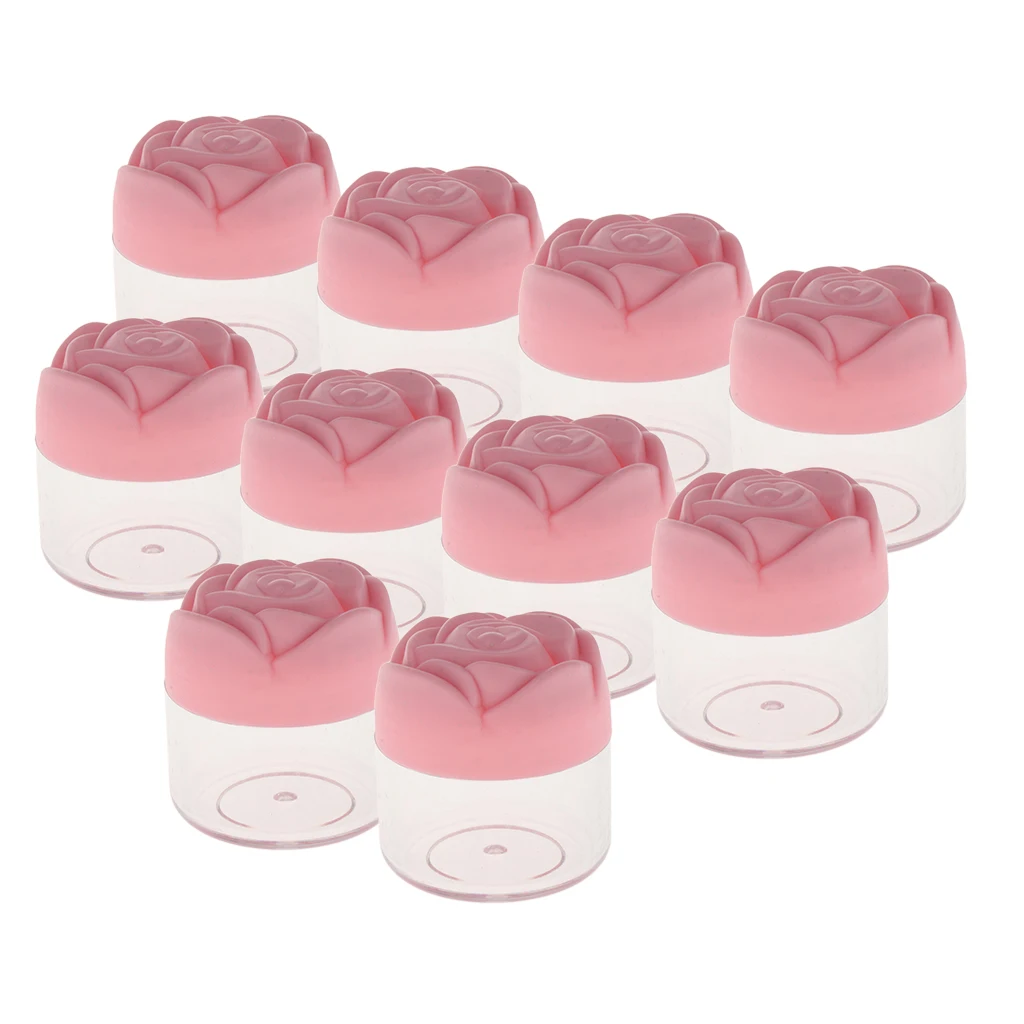 10x Rose-shape Plastic Cream Moisturizer Lip Balm Powder Cosmetic Jar W/ Lid