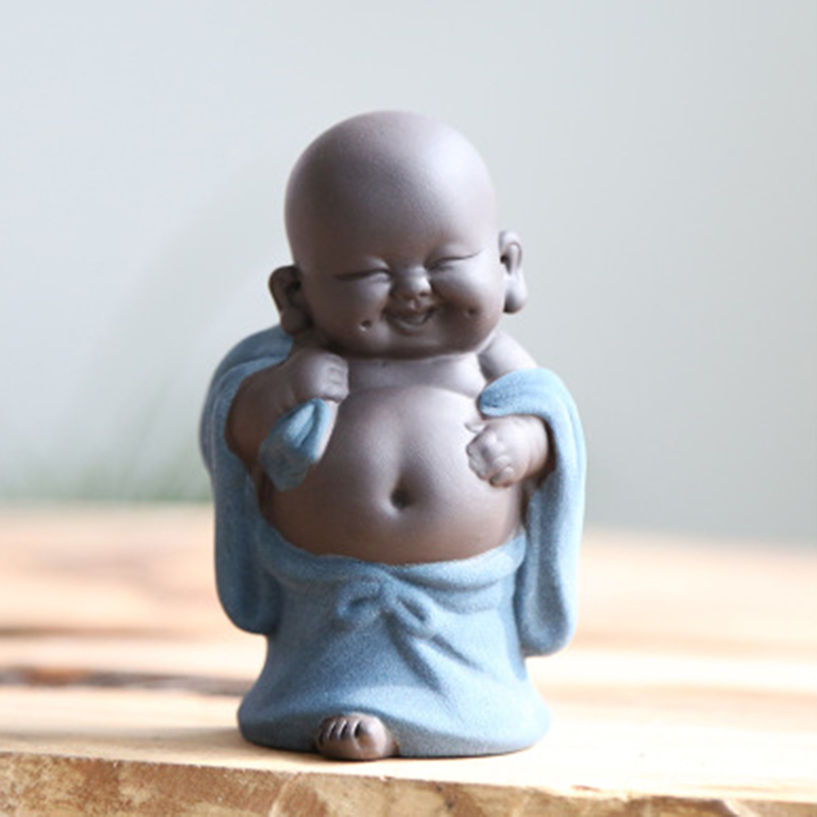 Ceramic Little Baby Monk Happy Buddha Statue Figurine Ornaments Dolls Arts