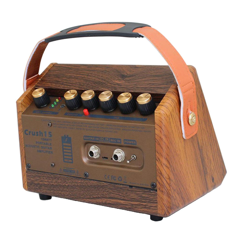 Portable 15 Watt Electric Guitar Amplifier Amp BT Speaker and Mic Interface