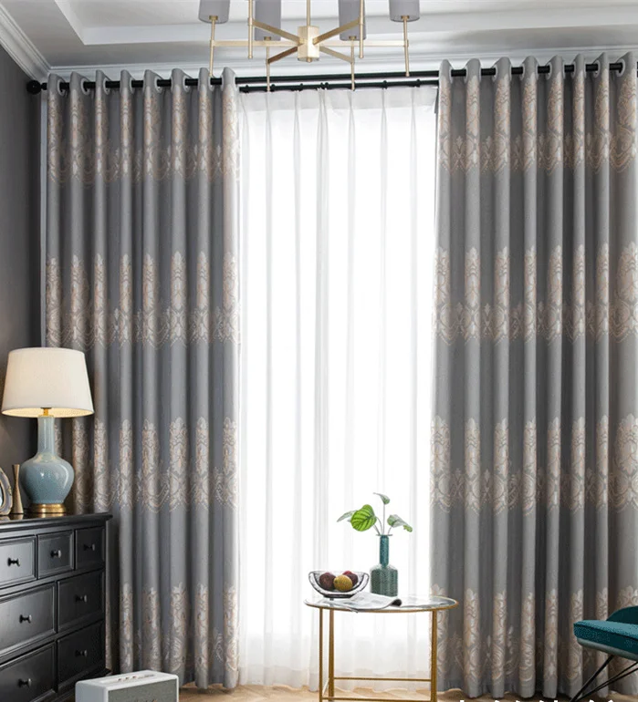 novo nórdico minimalista azul cinza jacquard cortinas blackout para sala de estar quarto terminou decoração casa cortina partição