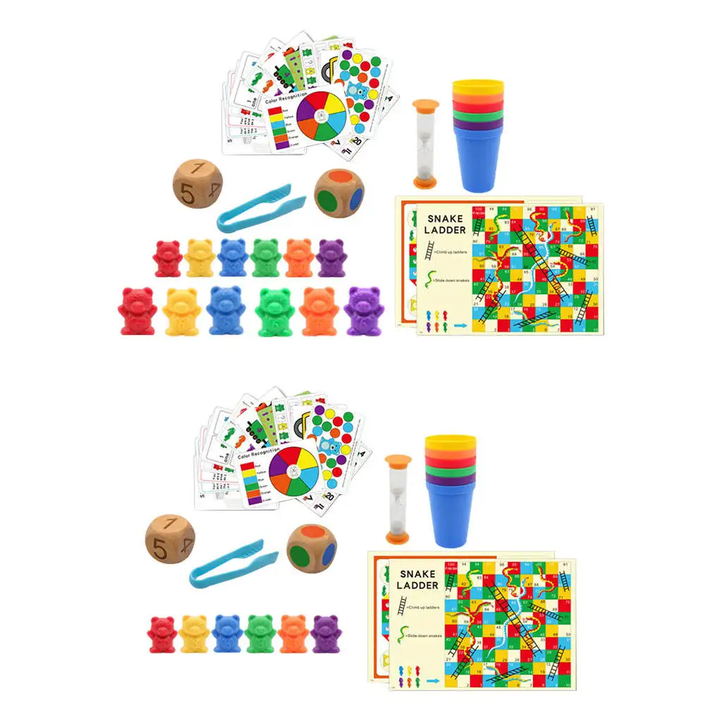 Children Counting Bears Matching Game Playset Math Motor Skills Montessori Educational Toy for Boys Girls