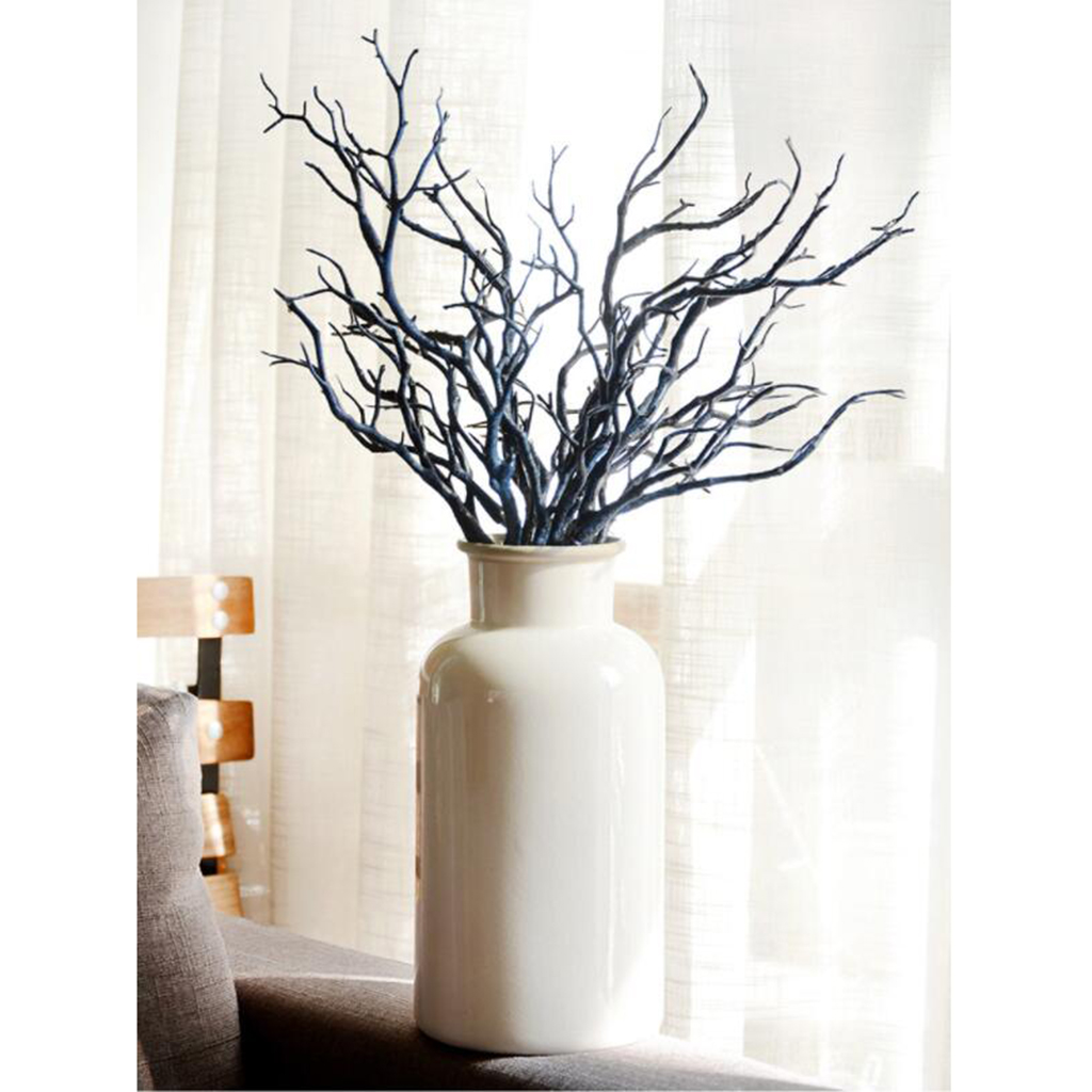 1 Bunch Of Blue Artificial Silk Ficus Tree Branches Faux Fake Lamination Arrangements Home Garden Office Market Restaurant