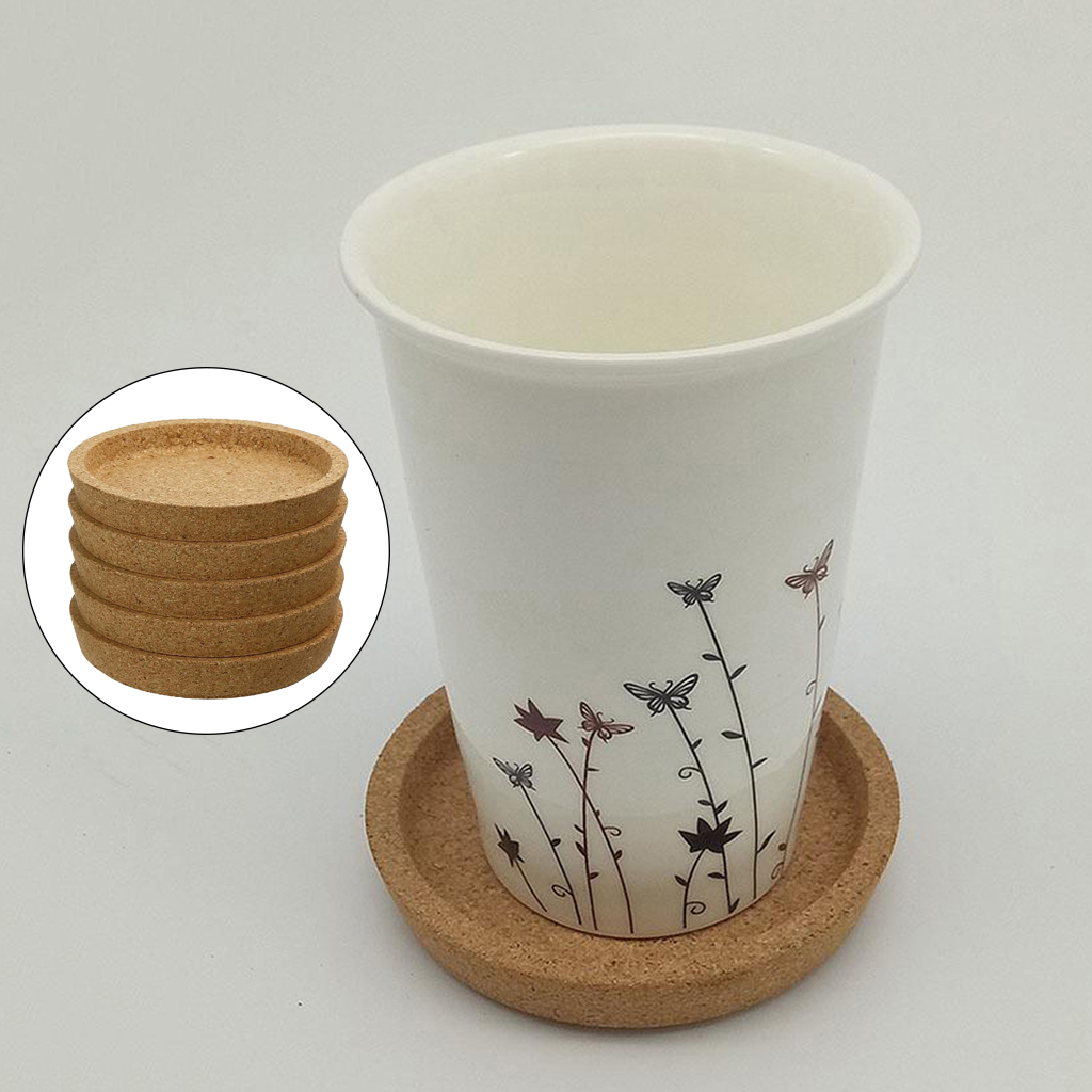 5pcs Natural Round Cork Cup Mat Coaster Tea Coffee Mug Drinks Holder Tableware Decor Durable Pad