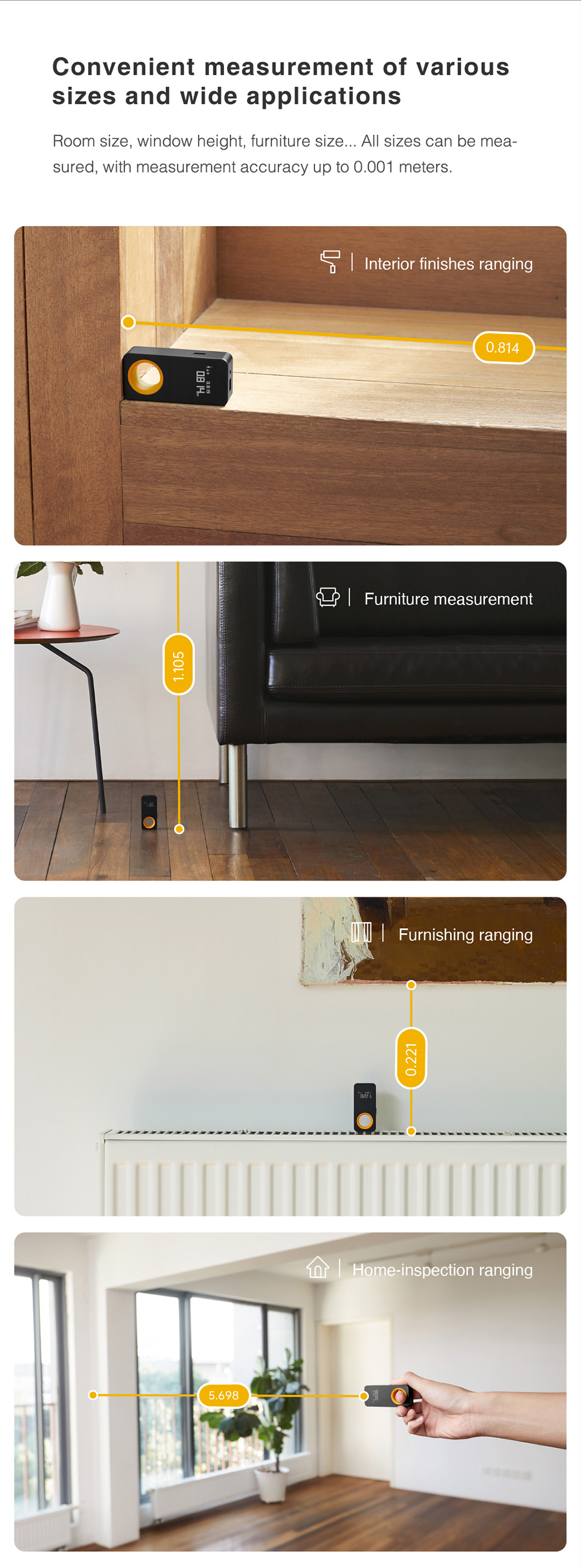 HOTO Smart Laser Rangefinder Smart Laser Tape Measure Laser Distance