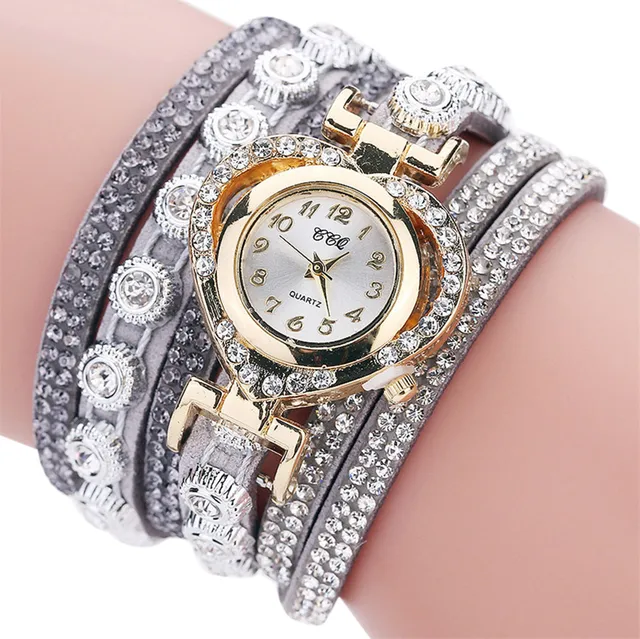 Ladies Fashion Brown Watches Ccq Women Vintage luxury diamond