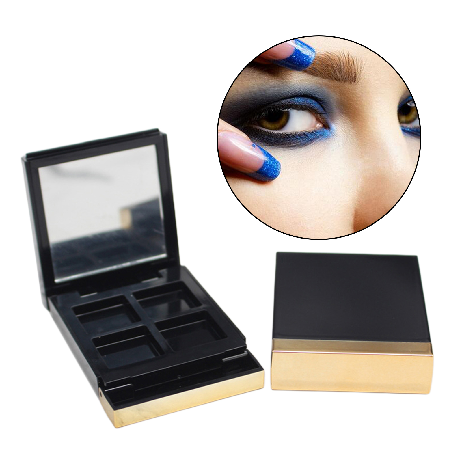 4 Grids Empty DIY Eye Shadow Container w/ Mirror Travel for Women Girls
