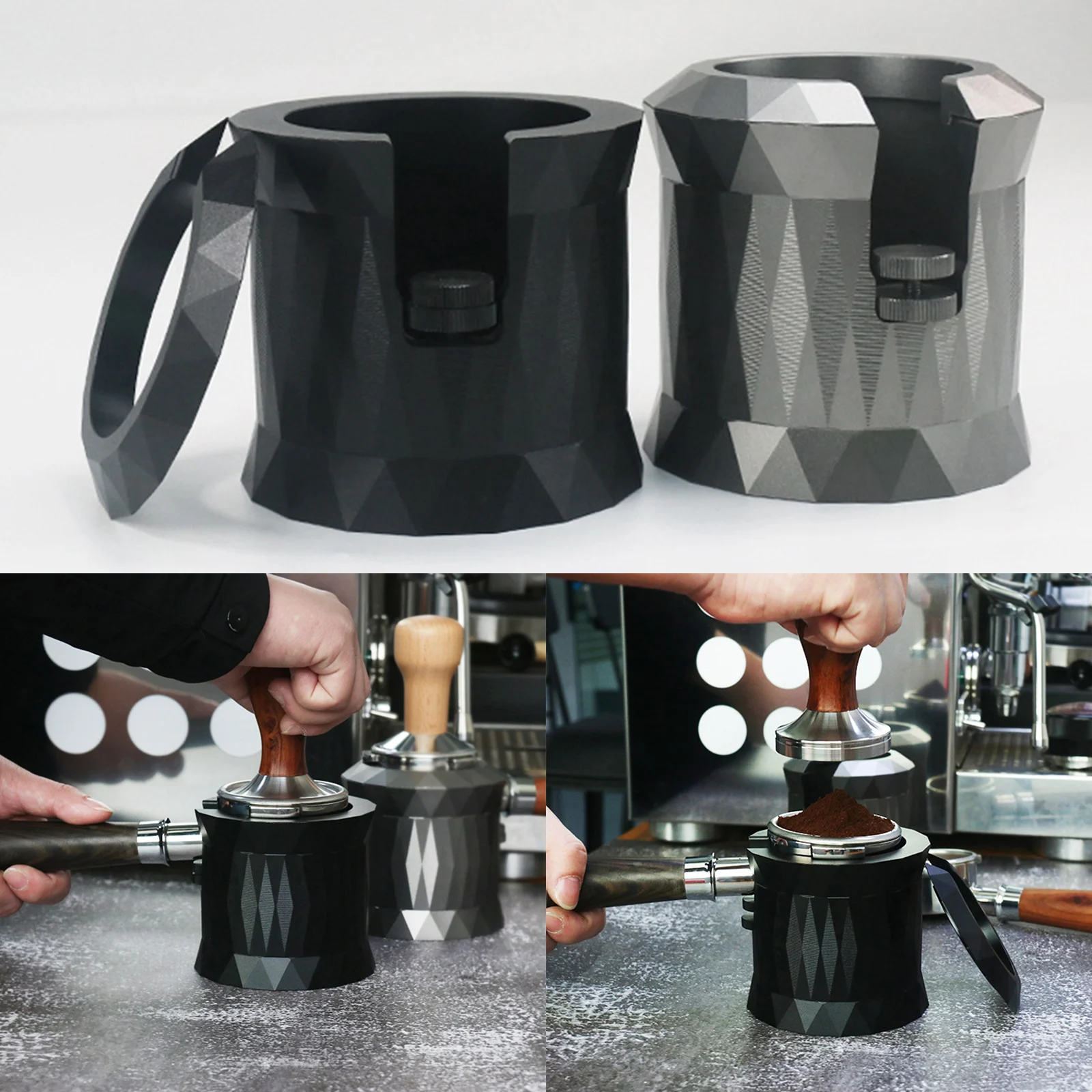Portafilter Holder Seat Anodized Aluminum Alloy Coffee Handle Tamper Station Fit for 51mm / 54mm / 58mm Portafilters