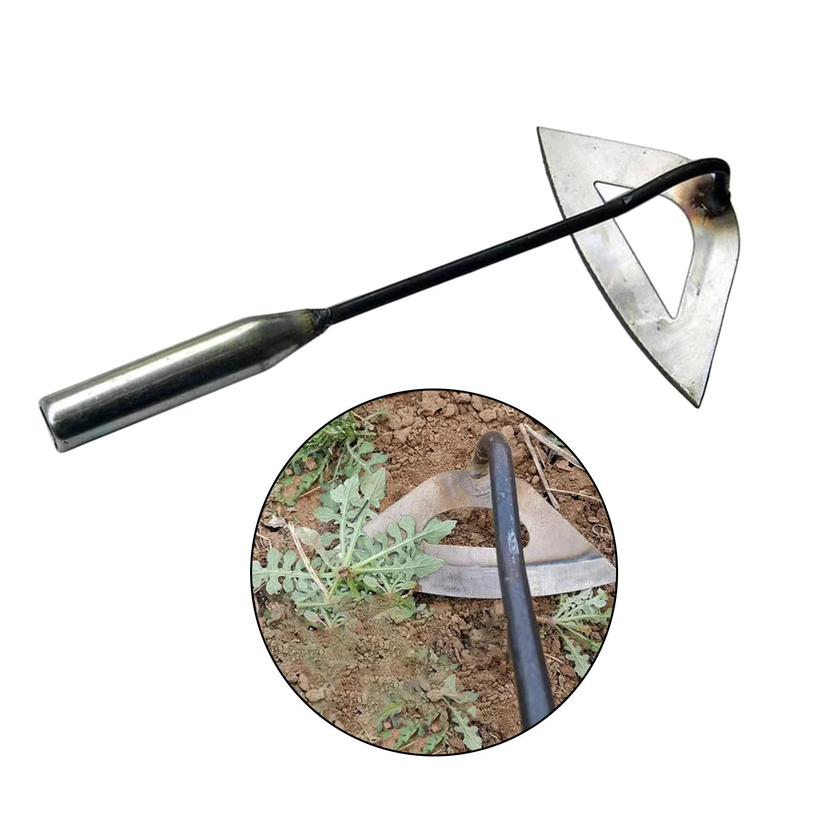 Mini Welded Garden Hoe Digger Carbon Steel Wood Handle Soil Loosening Tilling Weeding Sickle Digging Cultivating Cutting Grass