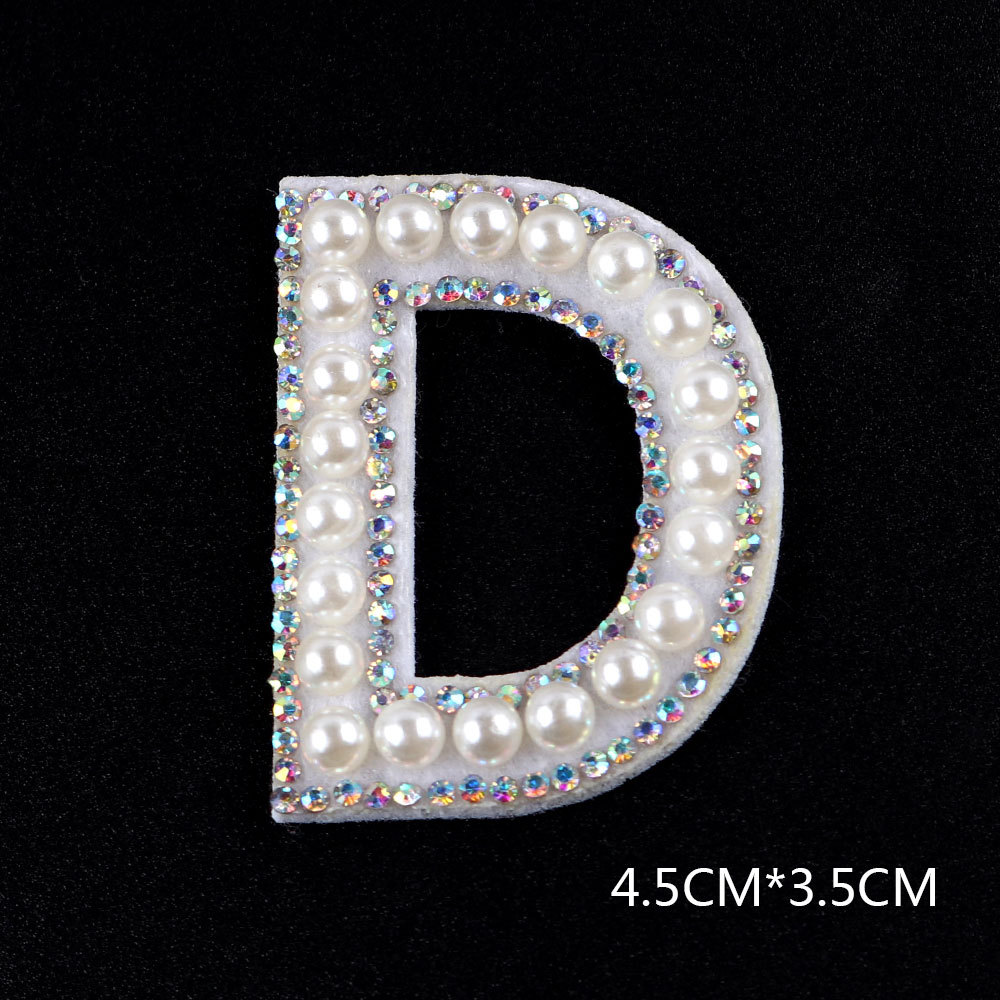 26 brief AB Strass Perle Englisch Alphabet Patch 3D Perlen Aufkleber Mixed Stickerei Patch Für Kleidung Logo Diy Applique – Detail 15