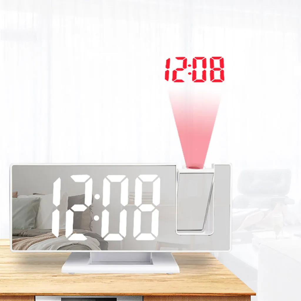 LED Digital Alarm Clock USB Charging Port LCD Auto Dimmer Mode with Projection Dimmable for Bedroom Bedside Living Room Office