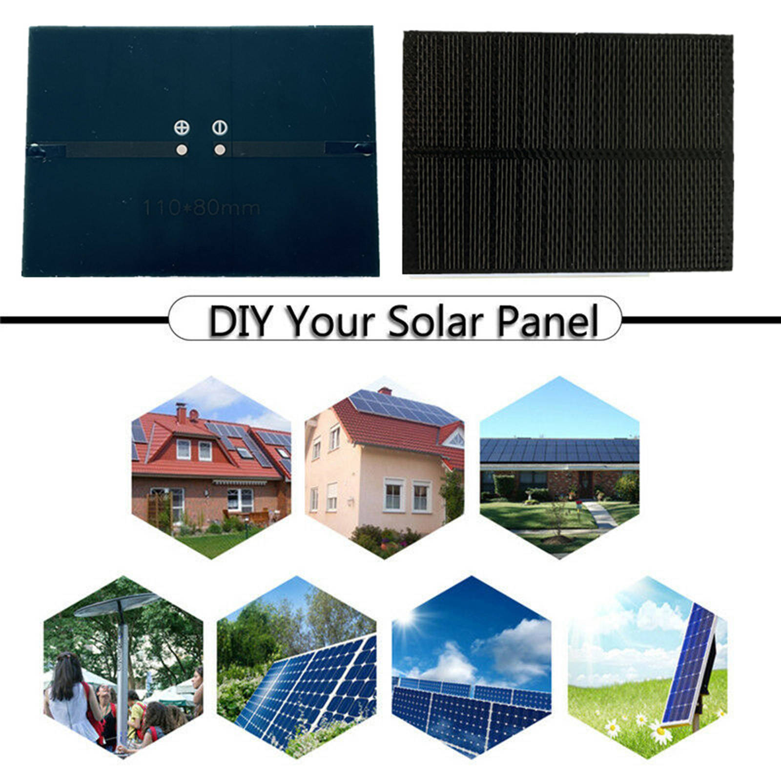 Portable Solar Panel Trickle Charger Battery Charger Monocrystalline Module DIY 2W for Street Cellphone Garden Camping Travel