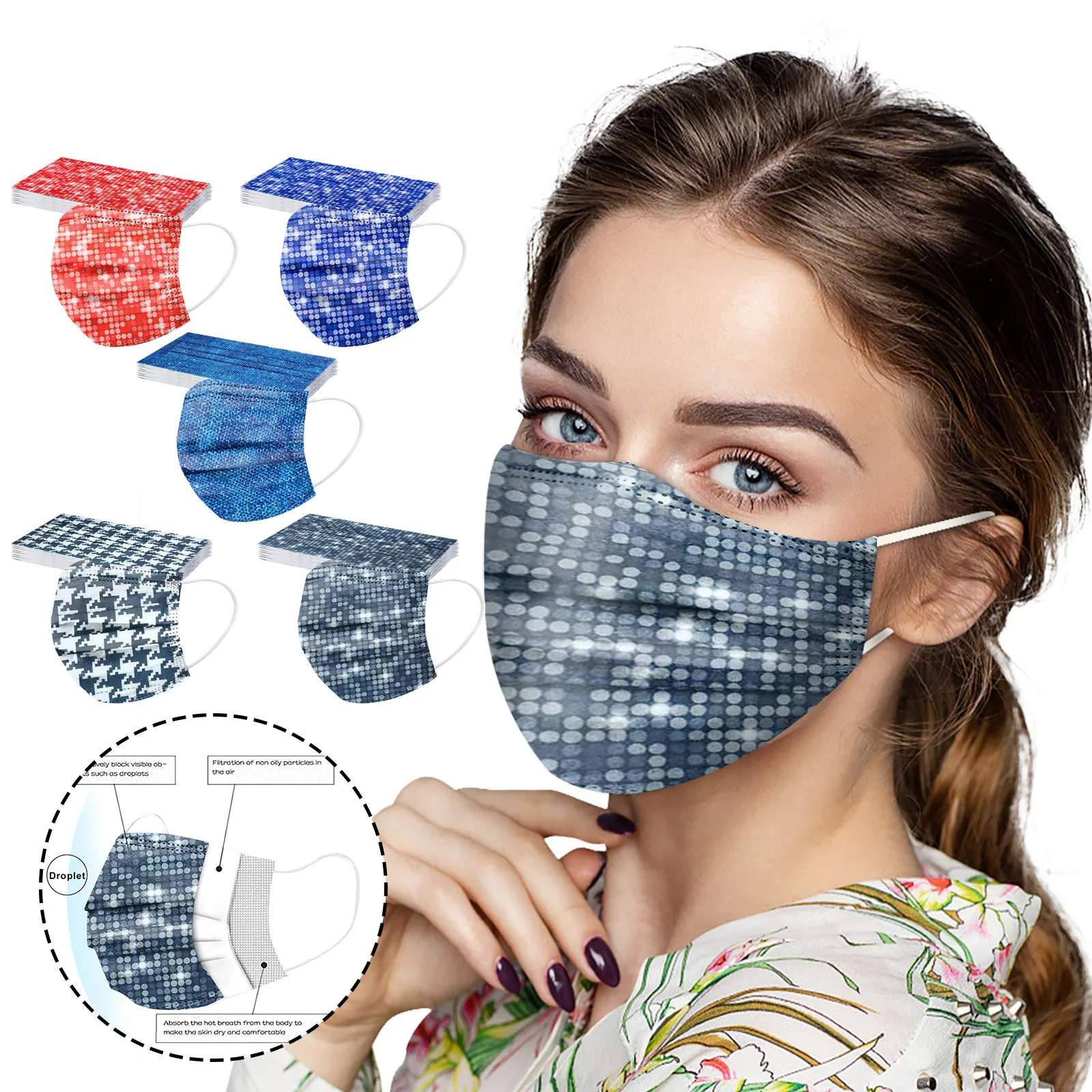 funny adult halloween costumes 10pcs Adult Color Printing Mask Disposable Protective Mask 3ply cubrebocas Breathable Meltblown Masque Halloween Cosplay Mask scary halloween costumes