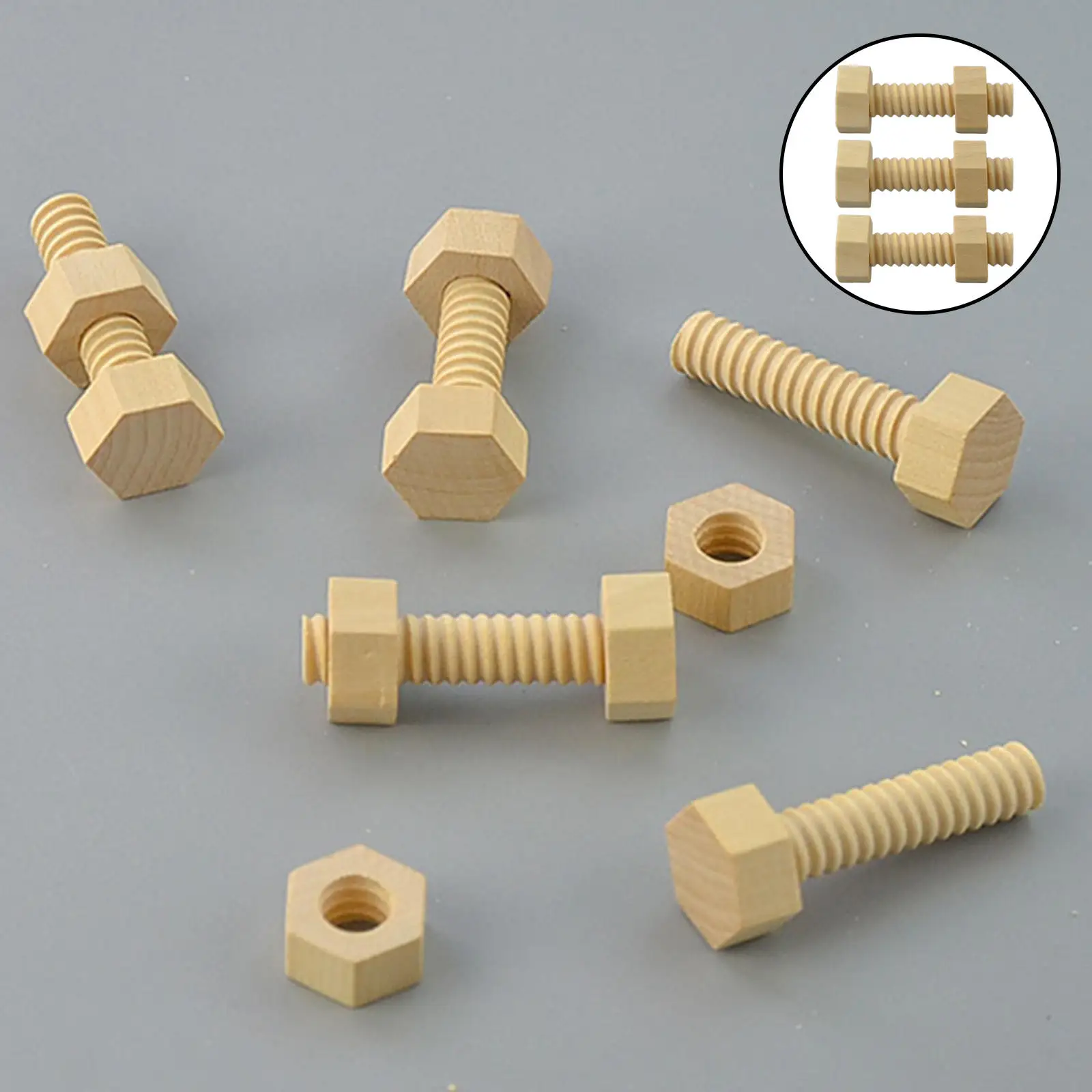 Wooden Screw Nut Assembling Toy Montessori Hands-On Teaching Aid Nesting Gift Game Educational Toys Wood Screw Nut Toy for Baby