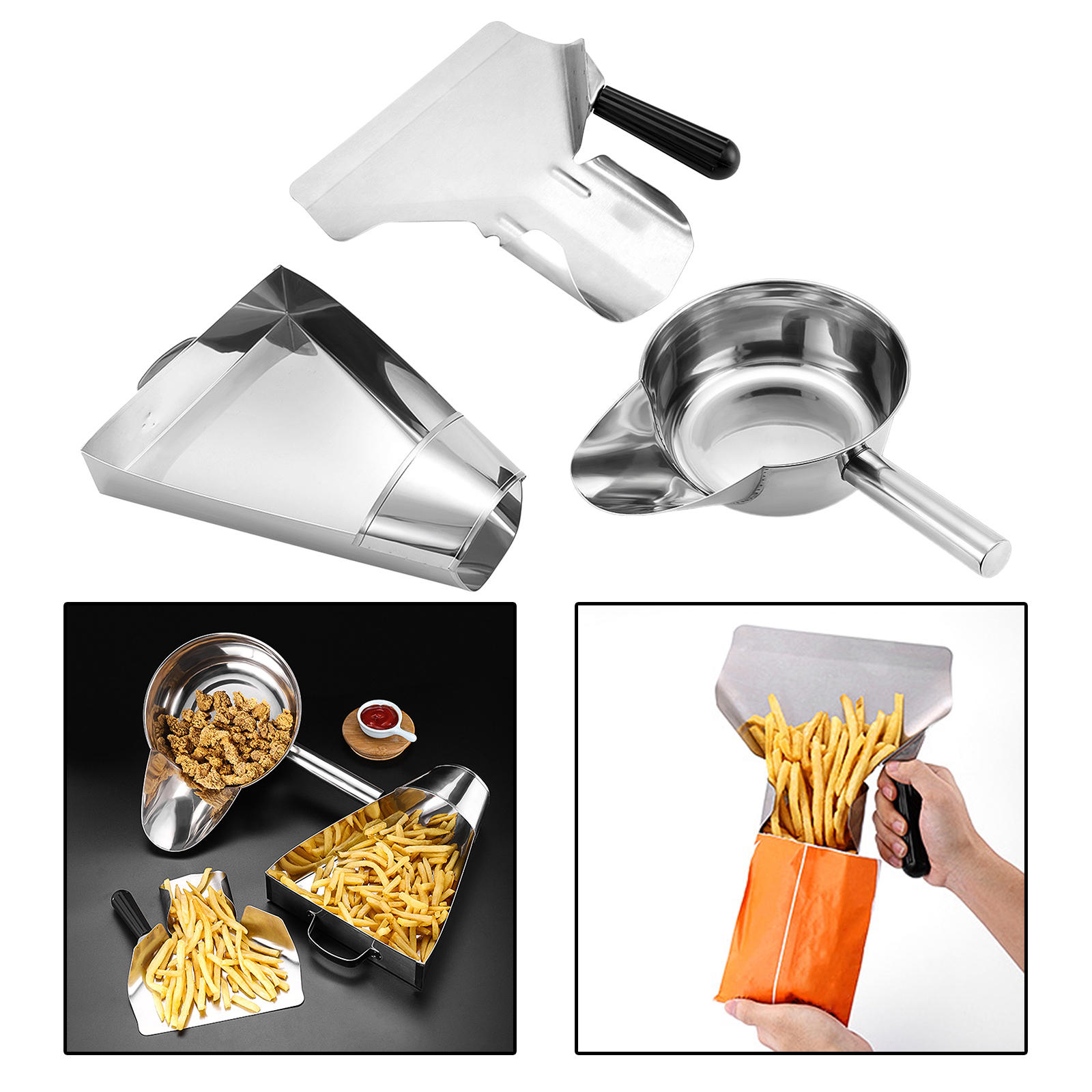 Chips Scoop Stainless Steel Multi-Functional Long-Lasting Serve Bagger Scooper for Kitchen Movie Theaters Candy Ice French Fries