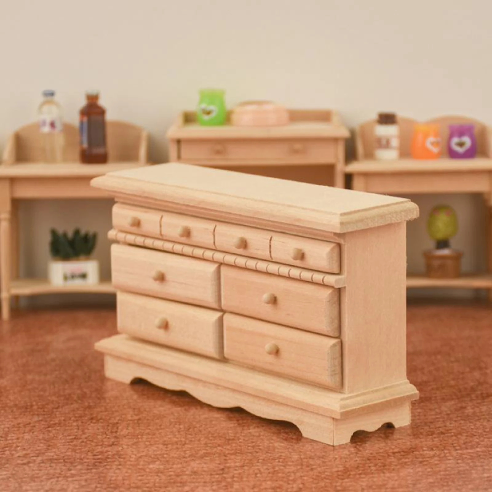 1/12 Doll House Mini Wood Cabinet Simulation Model Living Room Furniture Supplies Scenery Decor