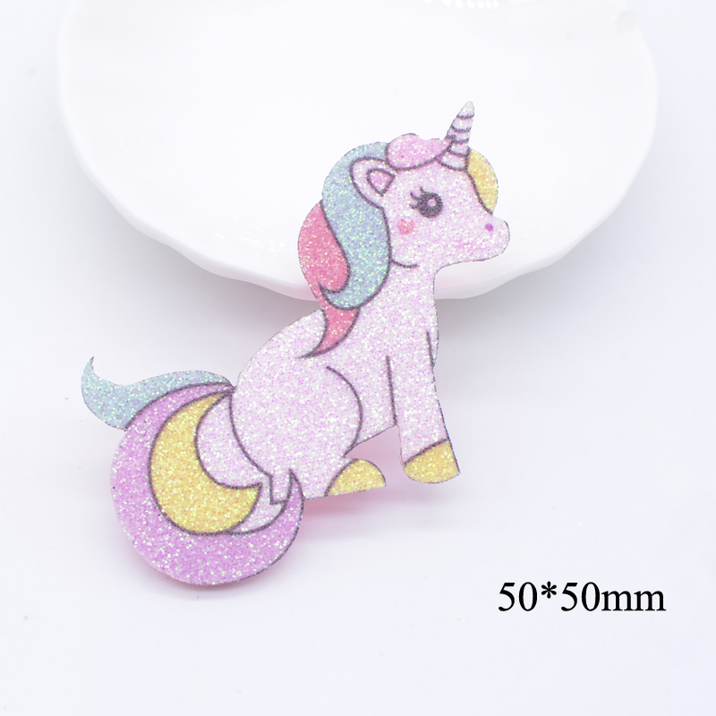 10Pcs Glitter Print Applikationen Dessert Einhorn für DIY Hut Headwear Haar Clips Bogen Zubehör Patches Handwerk Kuchen Topper Decor – Detail 4