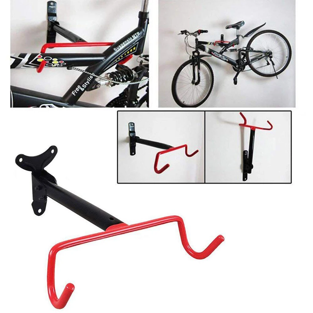 Heavy Duty Bike Mount Hanger Rubber-Coated Hooks Garage Bicycle Store Rack Stand with Mounting Screws