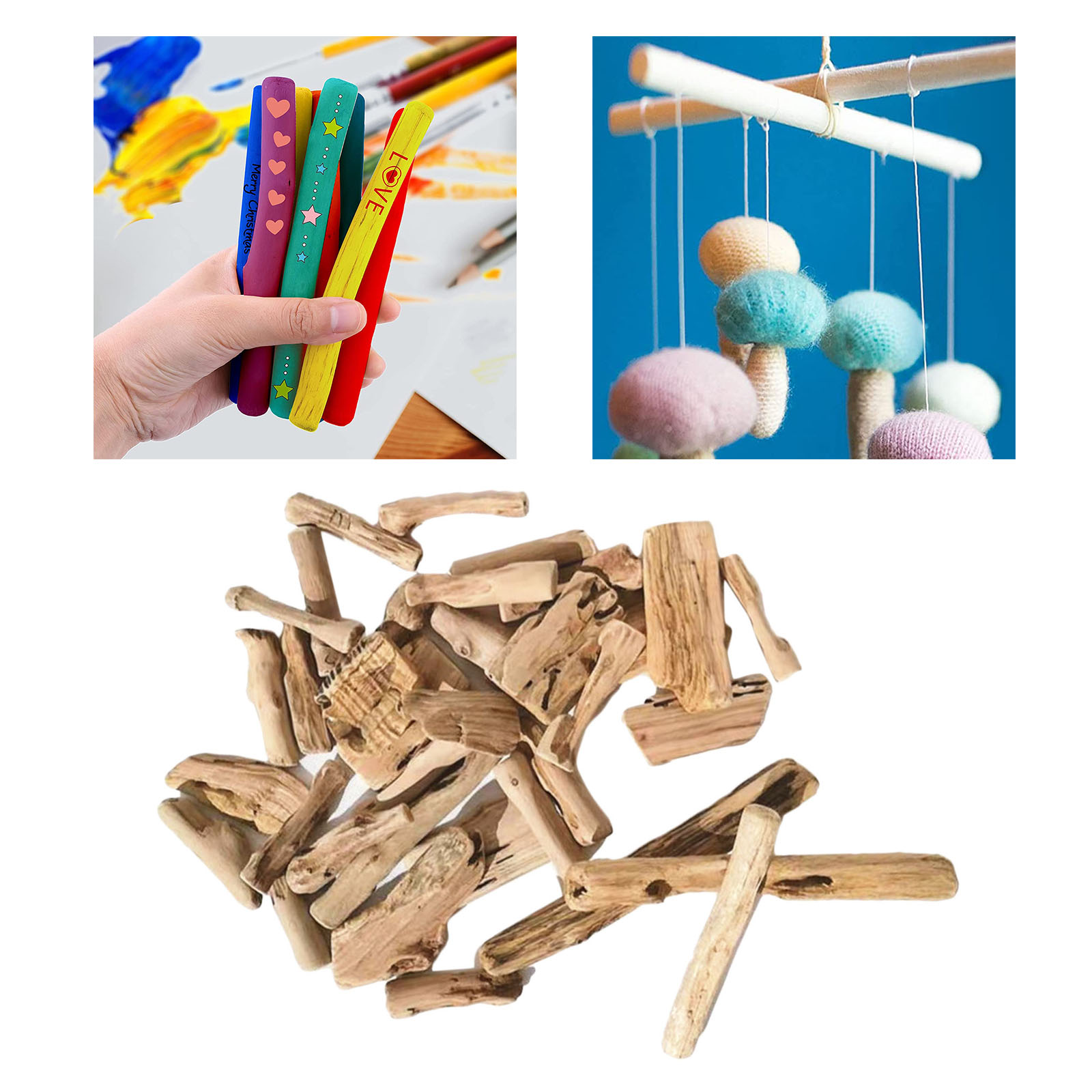 Natural Driftwood Pieces Craft Sticks Small for Northumbrian Coastline Display Arts and Craft DIY Decorating Creating