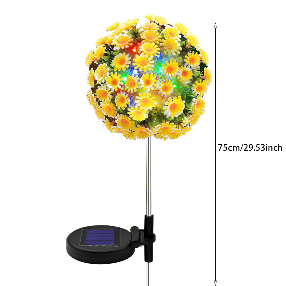 Decoração da Festa Jardim ao ar Paisagem Gramado Pathway 20 Leds Luz Solar Lâmpada Cerca Estaca Daisy Flor Bola Quintal Livre 2 Pçs 4 2 pçs paisagem gramado pathway 20 leds