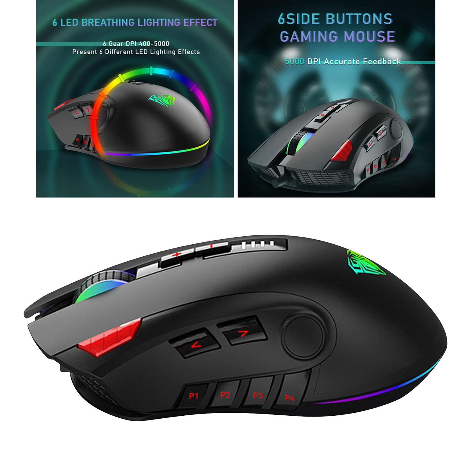 5000 DPI Wired USB Mice Computer Mouse for Gamer Desktop Internet Cafe