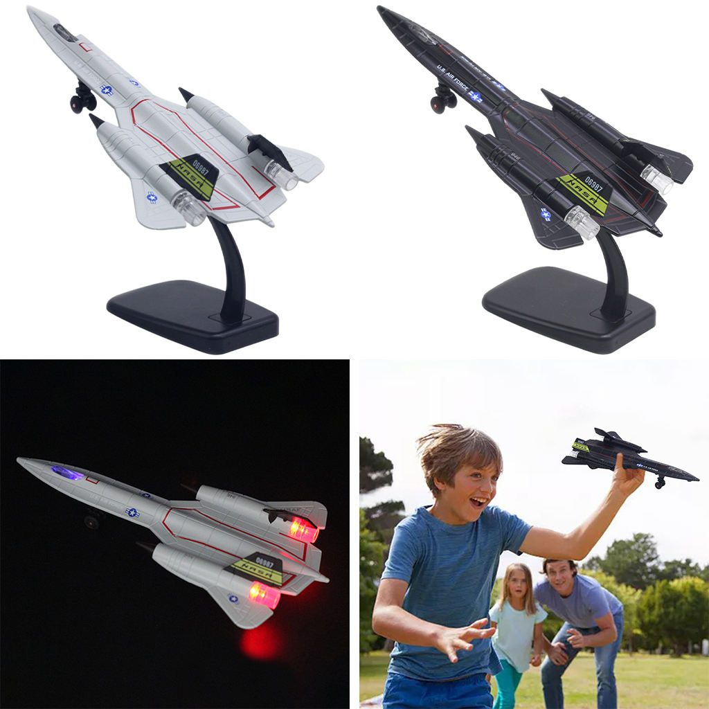 1:64 Blackbird Aircraft Model Diecast Reconnaissance Fighter Airplane Sound Light with Stand Souvenir Decor Ornament