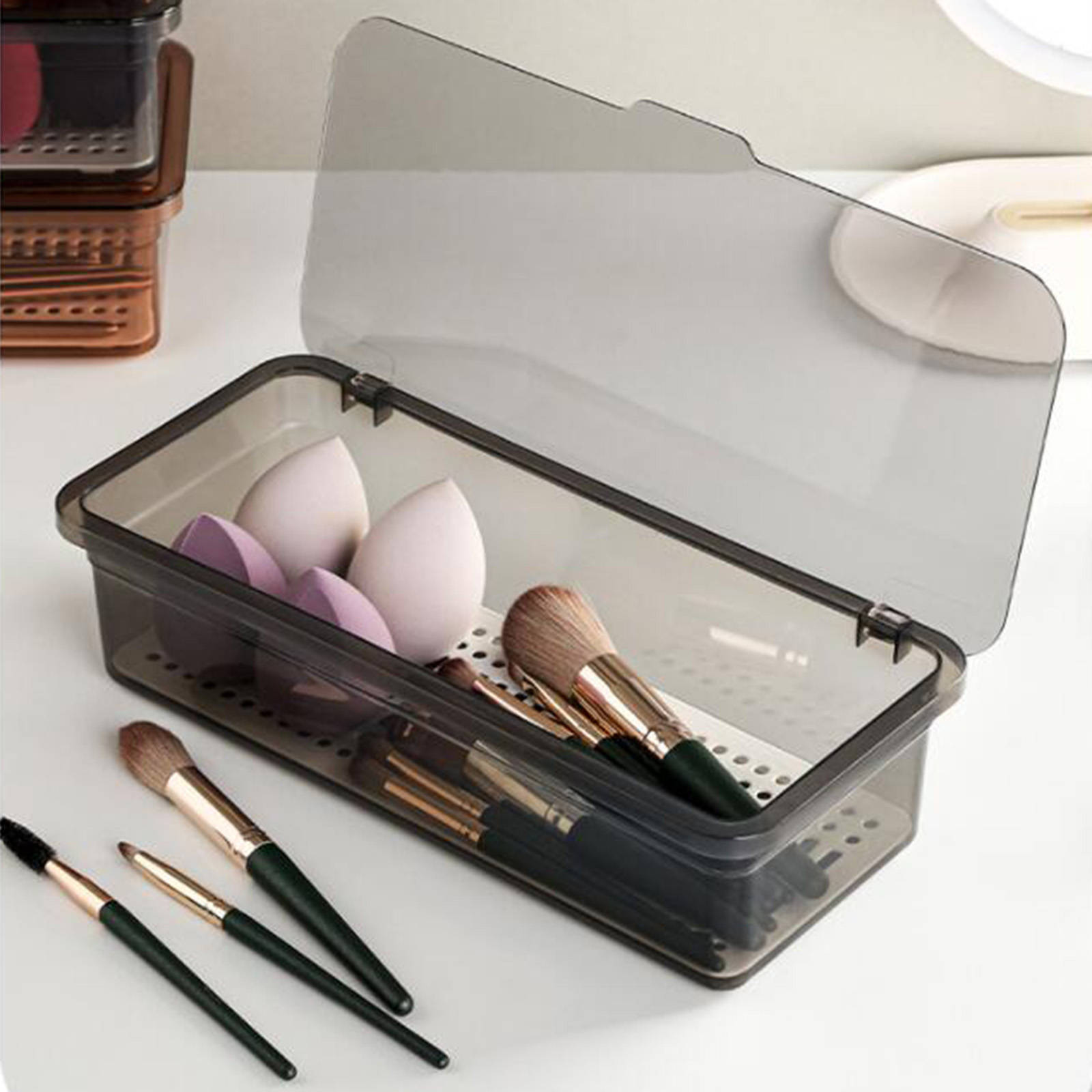 Makeup Brush Box Decorative Dustproof Portable Acrylic Container for Store Vanity Countertops Bathroom Lip Gloss Makeup Brushes