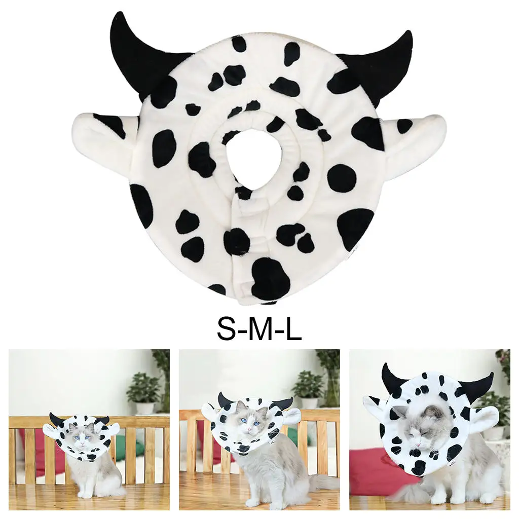 Cute Pet Dog Recovery Collar Anti Lick Wound Recover Protector Cow Modelling After Surgery E-Collar Neck Cone for Dogs Puppy