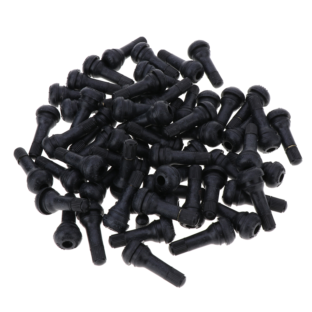 100pcs Snap-In Black Rubber Valve Stems TR413 for Tubeless 0.453inch 11.5mm Rim Holes on Standard Vehicles Tires