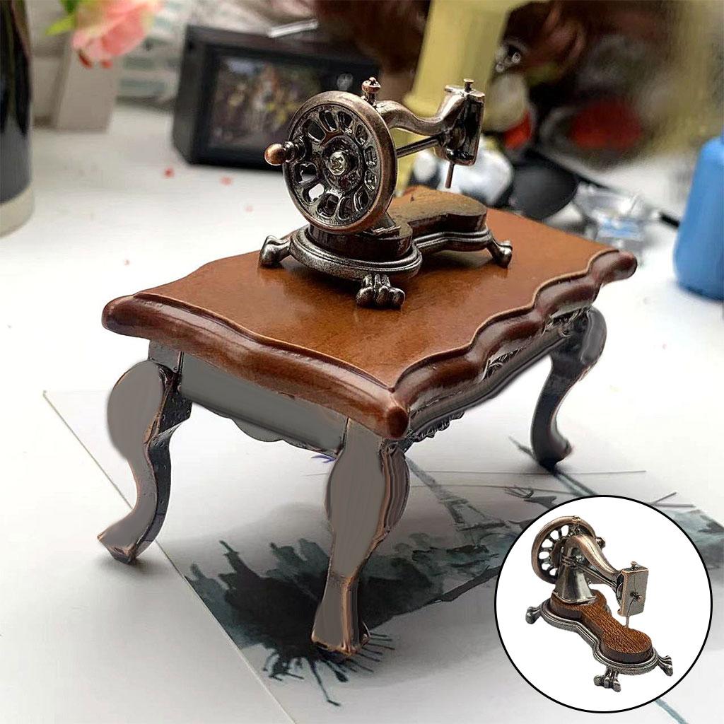 Retro Miniture Sewing Machine, Kids Pretend Toys Dollhouse Sewing Machine Dollhouse Decor Accessory for Kids 3 4 5 6 Xmas Gifts