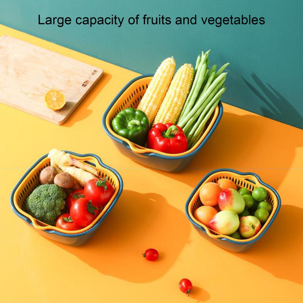 Multi Functional Draining Basket 2 Tiers Space Saving Plastic Dishwashing Basket