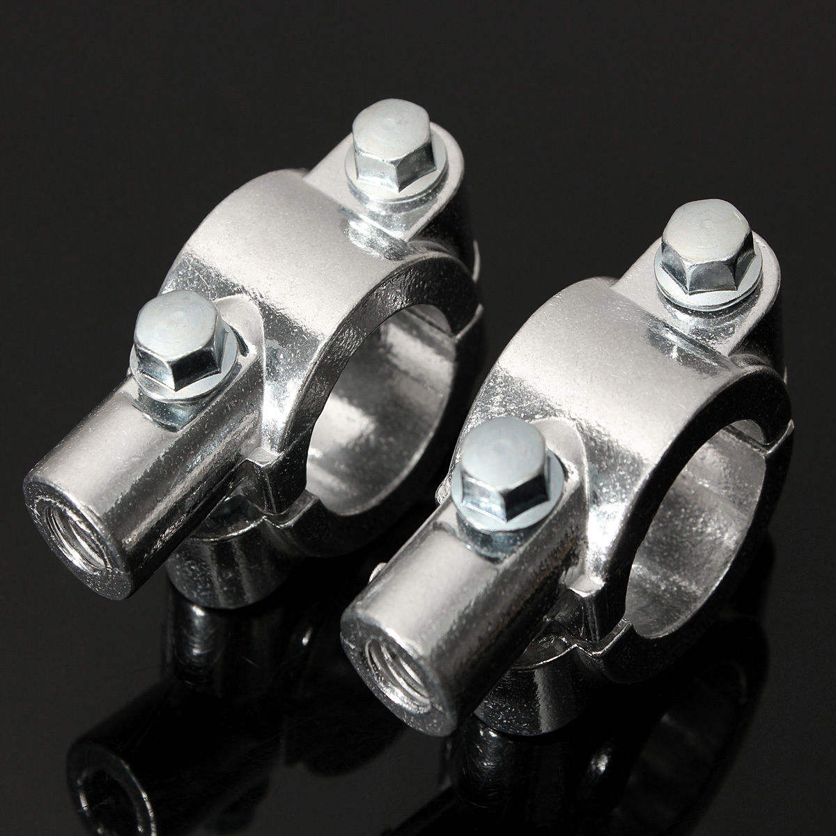 2pcs Motorcycle Bike 7/8inch(22mm) Handlebar Mirror Holder Clamp Mounting Bracket Chrome 8mm