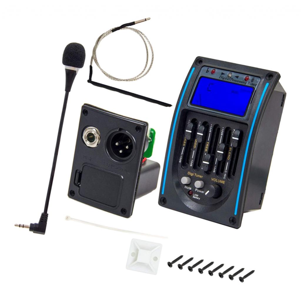 Equalizer EQ 5-band Acoustic Guitar Piezo Pickup Tuner System & Microphone